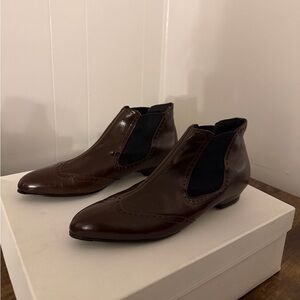 Sleek Brown Leather Ankle Boots